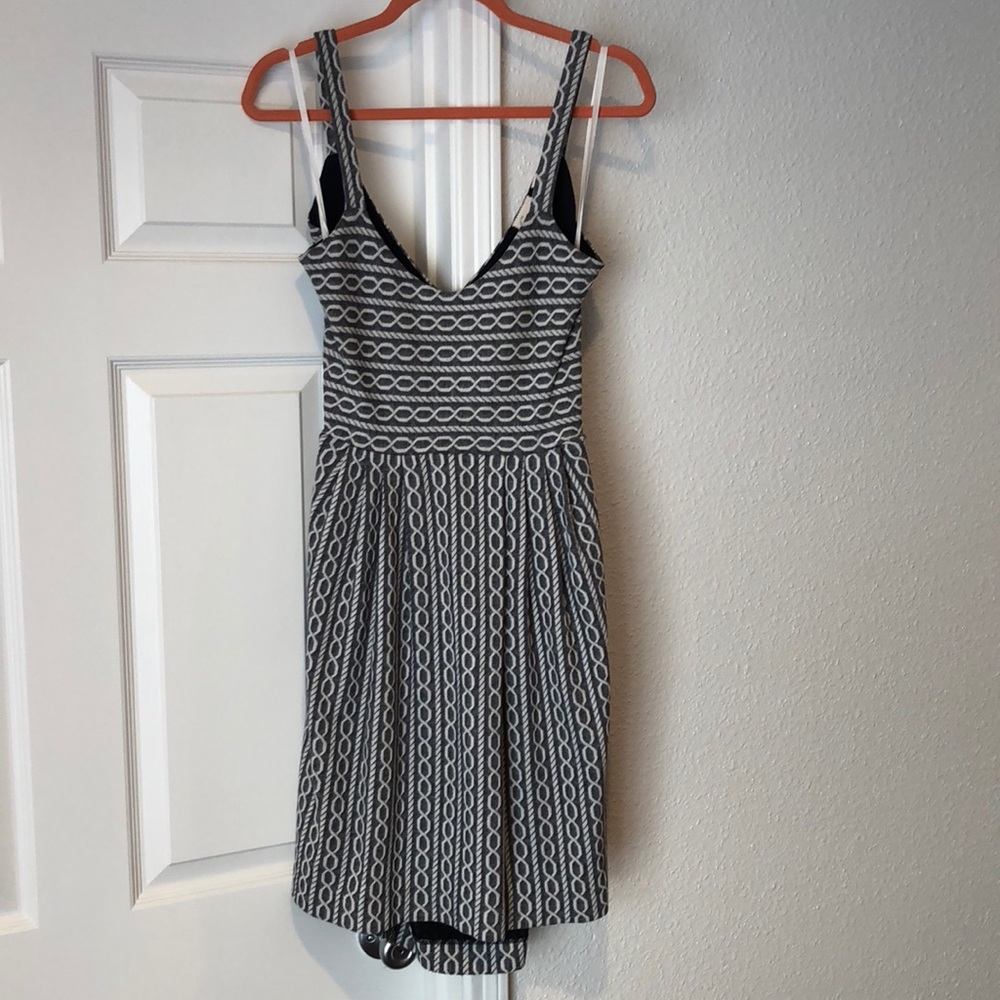 Gray and white Anthropology open back dress